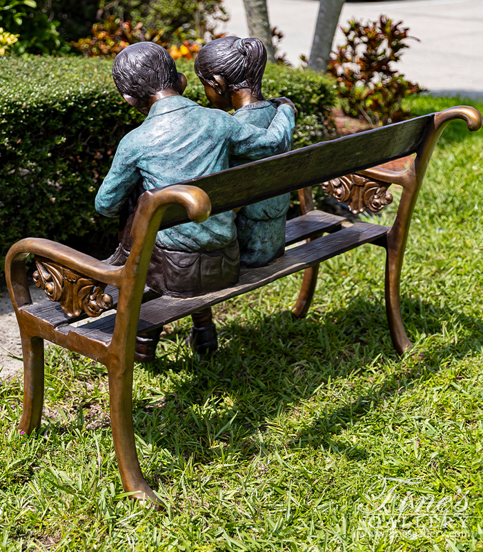 Bronze Statues  - School Kids On Bench Bronze Statue - BS-120